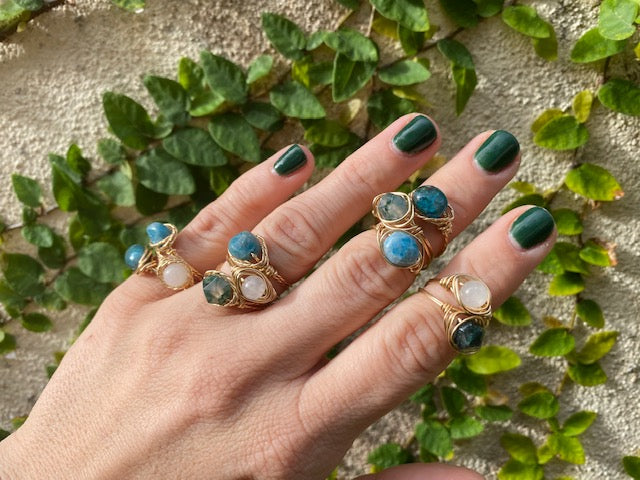 Gemstone Judy Rings Wrapped in Smooth Wire