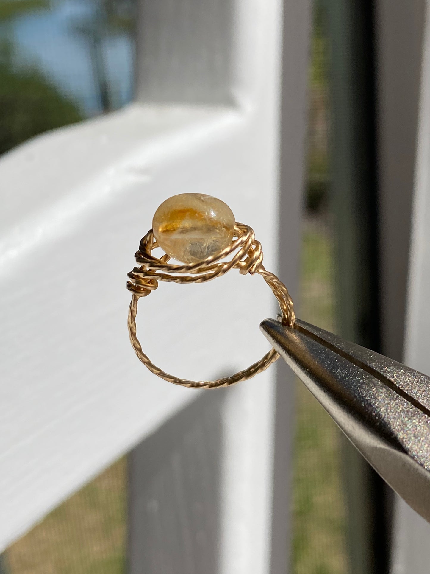 Gemstone Judy Rings Wrapped in Twisted Wire