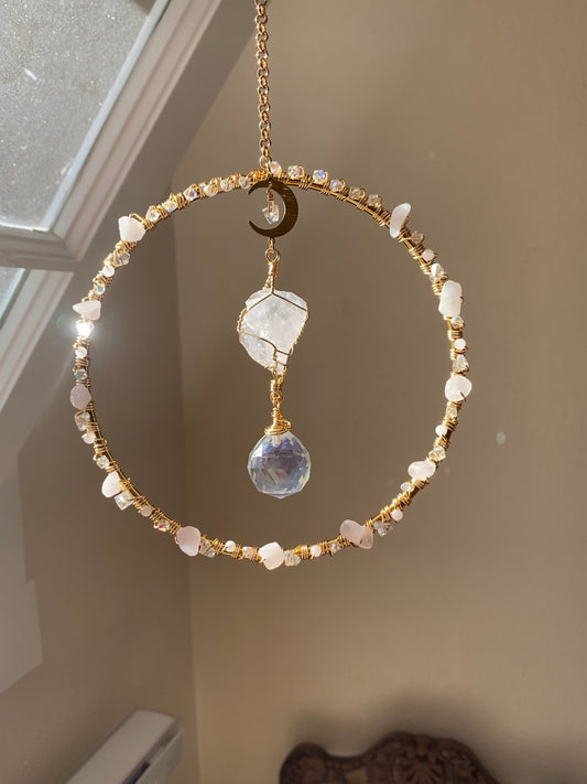 Rose Quartz Goddess Suncatcher