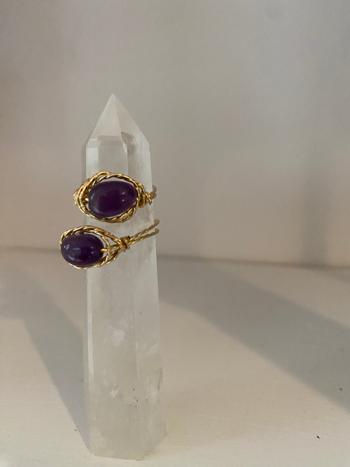 Gemstone Judy Rings Wrapped in Twisted Wire