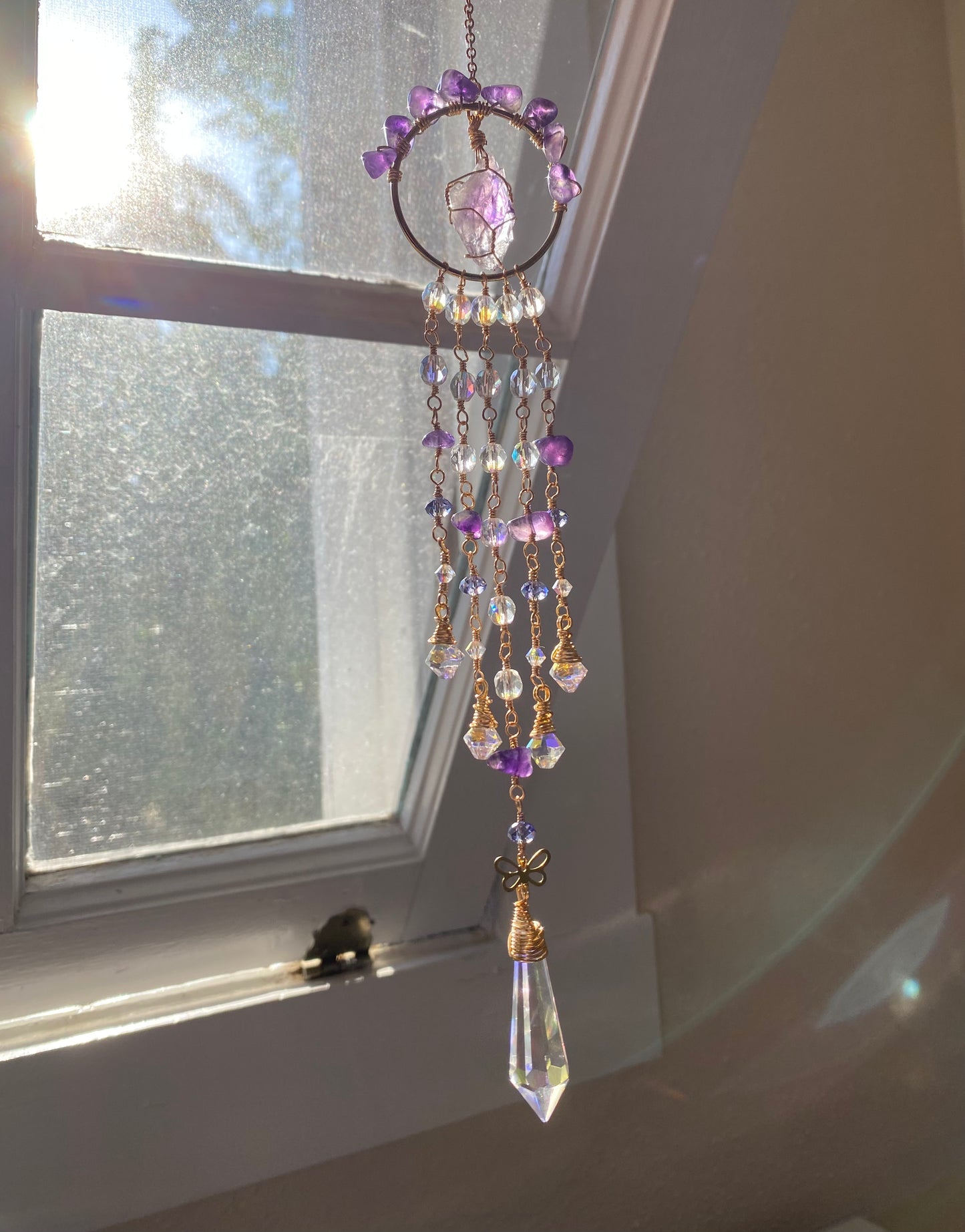 Purple Amethyst Butterfly Suncatcher