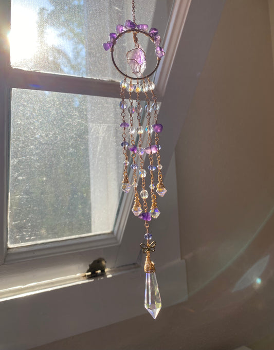 Purple Amethyst Butterfly Suncatcher